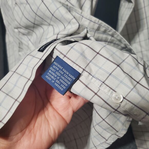 Vintage Faconnable Shirt Medium Check Plaid Mens Button Up Cotton Long Sleeve - Picture 8 of 10